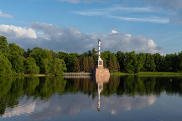 The Chesmenskaya Column in the Catherine Park in Tsarskoye Selo on a summer sunny day, Pushkin, St....