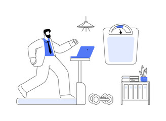 Fitness-focused workspace abstract concept vector illustration.