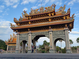 Obraz premium The Lunar New Year`s Day when the crowds are still lively at Zhulinshan Temple in Linkou, New Taipei City, Taiwan