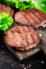 Fragrant grilled burger with greens. 