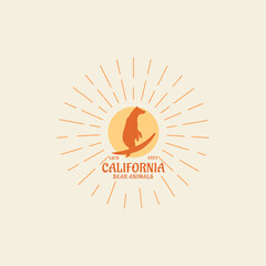 vintage slogan typography go surf california a bear carrying a surfboard for t shirt design