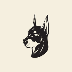 Doberman dog,guard dog,Isolated Vector illustration,design for t-shirt,dog training logo template,pet shop