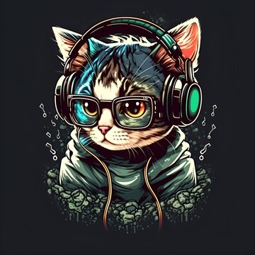 cute gamer cat logo, generative AI