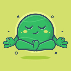calm tennis ball character mascot with yoga meditation pose isolated cartoon in flat style design