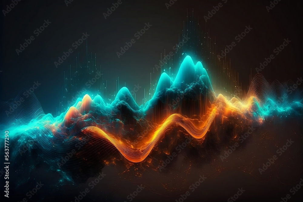 Poster abstract sound waves. frequency audio waveform, music wave hud interface elements, voice graph signa