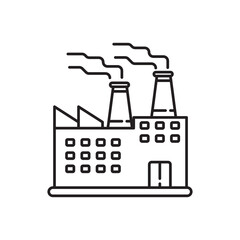 Factory building icon with linear style isolated on white background