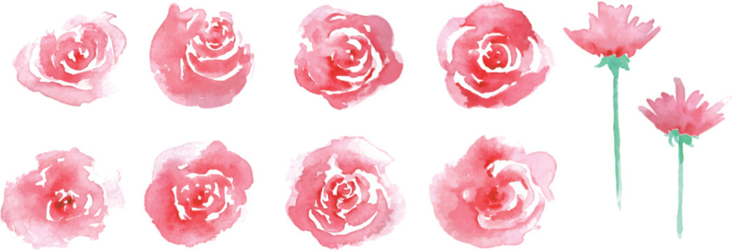 水彩画。水彩タッチの薔薇イラスト。薔薇のベクターイラスト。
Watercolor painting. Rose illustration with watercolor touch. Vector illustration of a rose.
