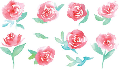 水彩画。水彩タッチの薔薇イラスト。薔薇のベクターイラスト。
Watercolor painting. Rose illustration with watercolor touch. Vector illustration of a rose.
