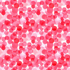 Red watercolor seamless pattern with abstract spots and circles. Watercolor textures, fills, spots and dots background.