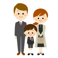 笑顔の新一年生とその保護者