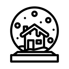 Snow globe icon with outline style | Snow ball | Winter icon | Winter house