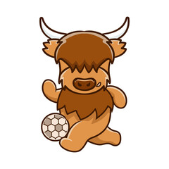 Cute Highland cow cartoon clipart with funny pose vector illustration