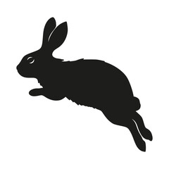 Rabbit bunny jumping silhouette Easter vector animal ear black shape spring graphic