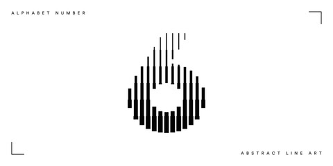 Number 6 with Abstract Line Pattern