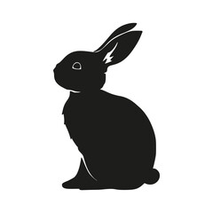 Rabbit bunny sitting silhouette Easter vector animal ear black shape spring graphic