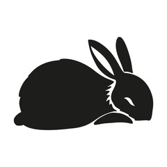 Rabbit bunny sleeping silhouette Easter vector animal ear black shape spring graphic
