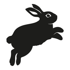 Rabbit bunny jumping silhouette Easter vector animal ear black shape spring graphic