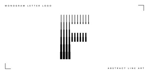 Letter F Logo with Abstract Line Pattern
