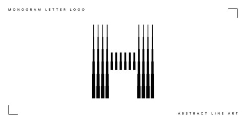 Letter H Logo with Abstract Line Pattern