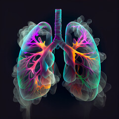 Human Lungs Filled with Smoke. Generative ai