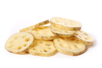 Lotus root on the white background.