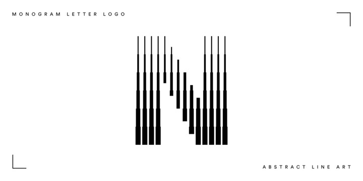 Letter N logo with abstract geometric vertical lines