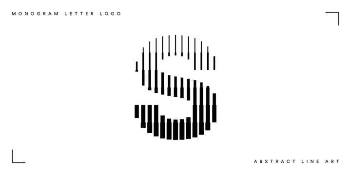 Letter S logo with abstract geometric vertical lines