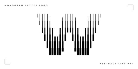 Letter W Logo with Abstract Line Pattern