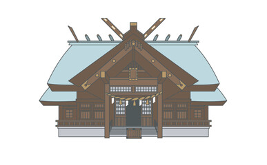 神社のイラスト　神明造　アウトラインあり