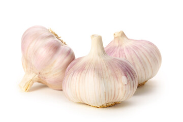 fresh garlic isolated on white background 