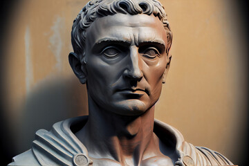 Bust of a roman emperor; generative AI. 