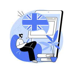 Online language school abstract concept vector illustration.