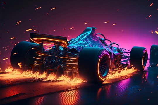 Futuristic racing formula, cyberpunk sportcar background  ,generative AI 
