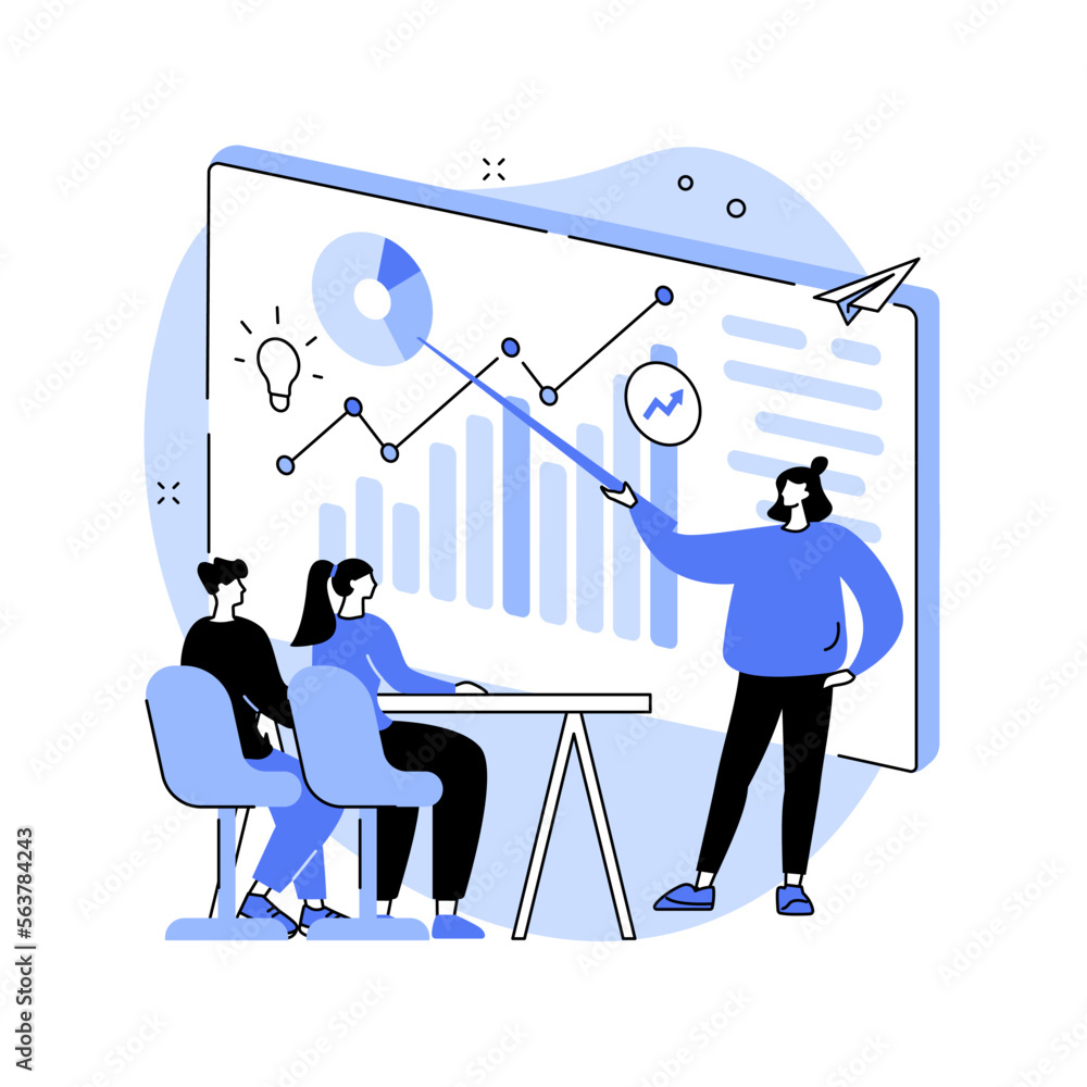 Aufkleber managers workshop abstract concept vector illustration.