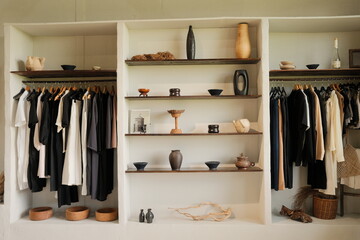 wardrobe with clothes