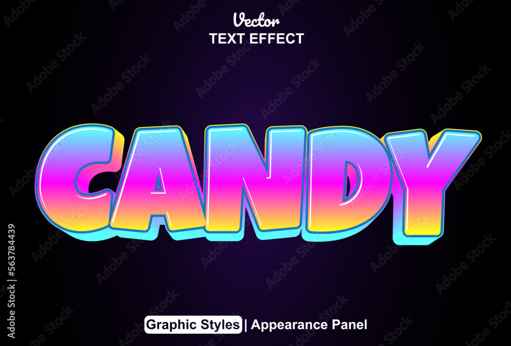 Poster candy text effect with graphic style and editable.