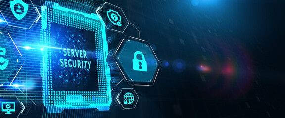 Cyber security data protection business technology privacy concept. Server security. 3d illustration