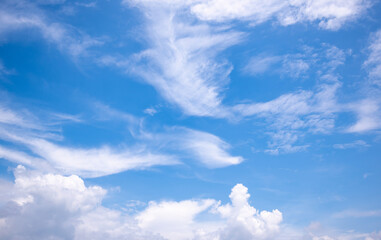Panoramic view of clear blue sky and clouds, clouds with background.
