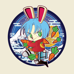 Rich Rabbit illustration for new year logo, notebook, and background