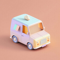 Cute & whimsical 3D delivery car icon character perfect for logistics, transportation projects, website AI Generative, marketing materials. Adorable cartoon design, cheerful colors, friendly