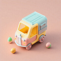Cute & whimsical 3D delivery car icon character perfect for logistics, transportation projects, website AI Generative, marketing materials. Adorable cartoon design, cheerful colors, friendly