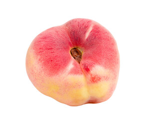 Ripe chinese flat peach fruit  isolated on transparent png