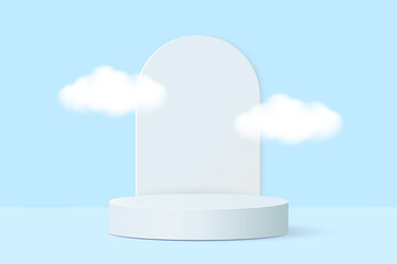 3d podium minimalism product display with sky cloud on background. 3D vector 3d illustration