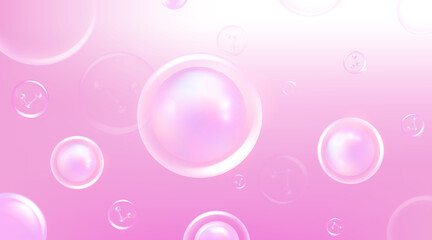 Hyaluronic acid hair and skin solutions ad, pink collagen serum drop with cosmetic advertising background ready to use, illustration vector.	