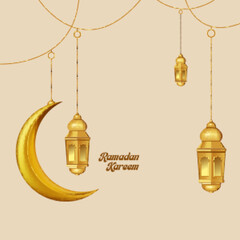 Realistic 3d Islamic celebration with islamic ornament and product podium. Vector 3D Illustration