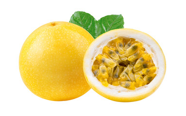 Yellow passion fruit isolated on transparent png