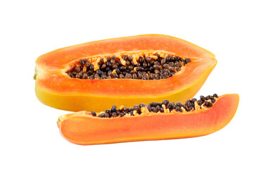 ripe papaya slices isolated on transparent png