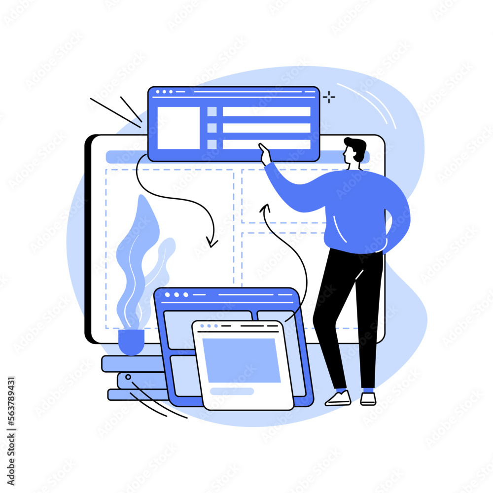 Poster front end development abstract concept vector illustration.