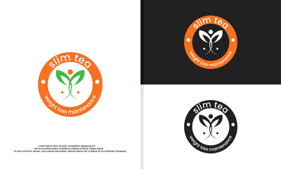 weight loss logo designs illustration, woman diet logo.