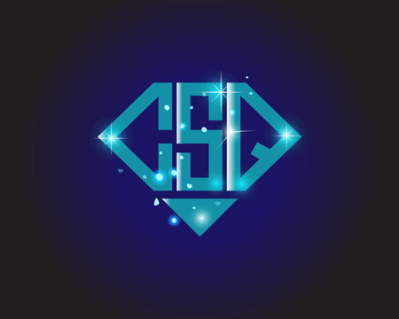CSQ Logo letter monogram with diamond shape design template.
